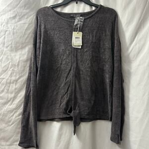 Barefoot Dreams CozyChic Lite Tie Front Top Long Sleeve Soft Knit NWT Size XL